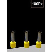 Trade Shop - Confezione 100 Pz Tubetto Capicorda Isolato Per Cavi 10mm² Terminale 12mm E10-12 - Giallo