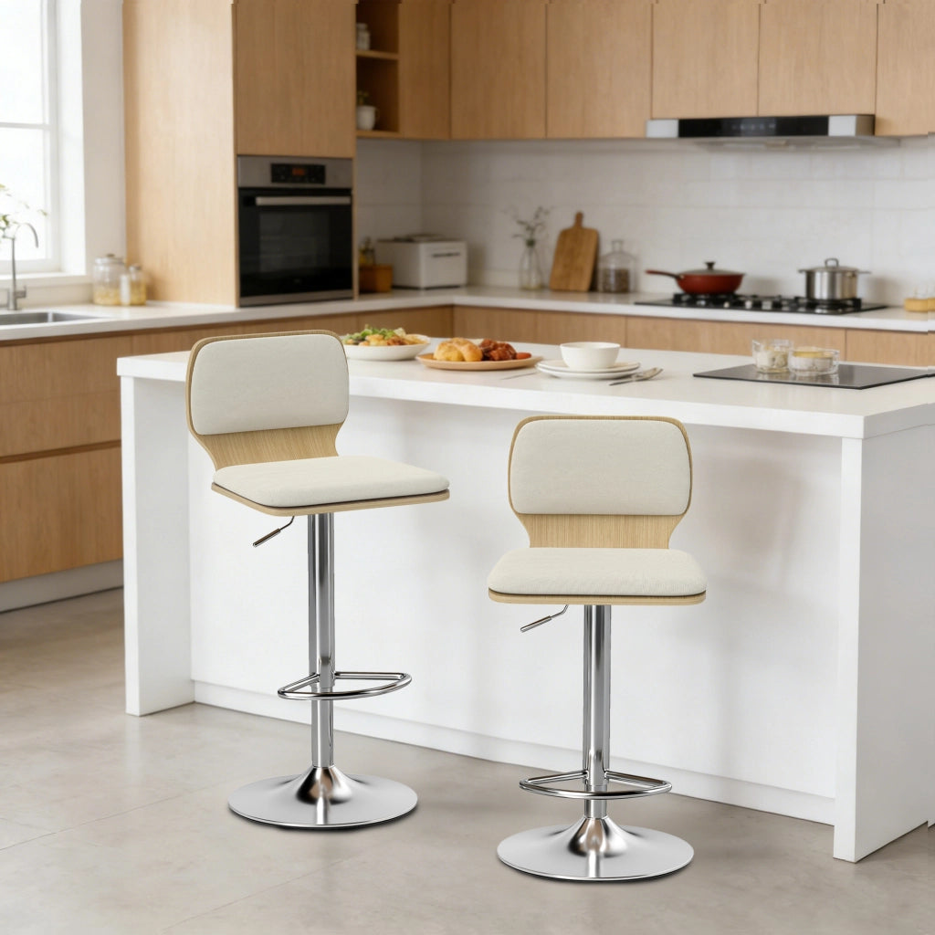 Sgabelli da cucina alti girevoli regolabili ¨C Zephmum ¨C Lino beige 81-102 cm