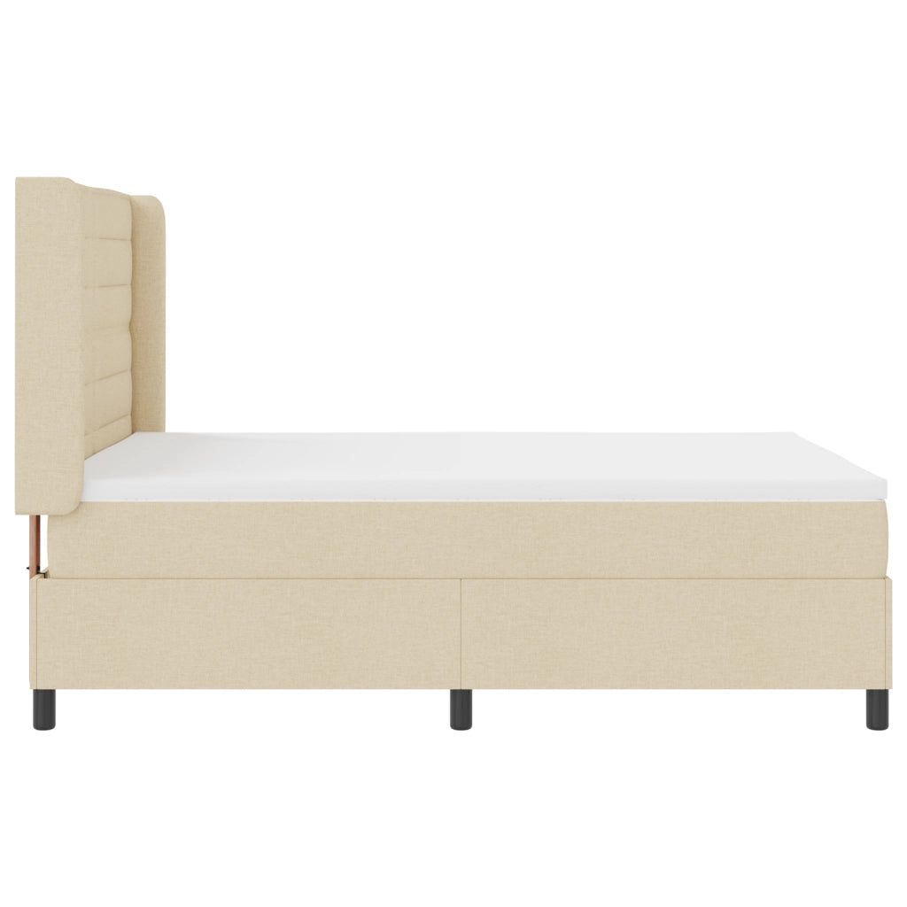 Letto Box Spring con Materasso e LED Crema 140x190 cm Tessuto