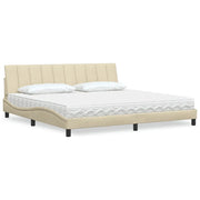 Letto con Materasso Hanko Crema 200x200 cm in Tessuto 3310557