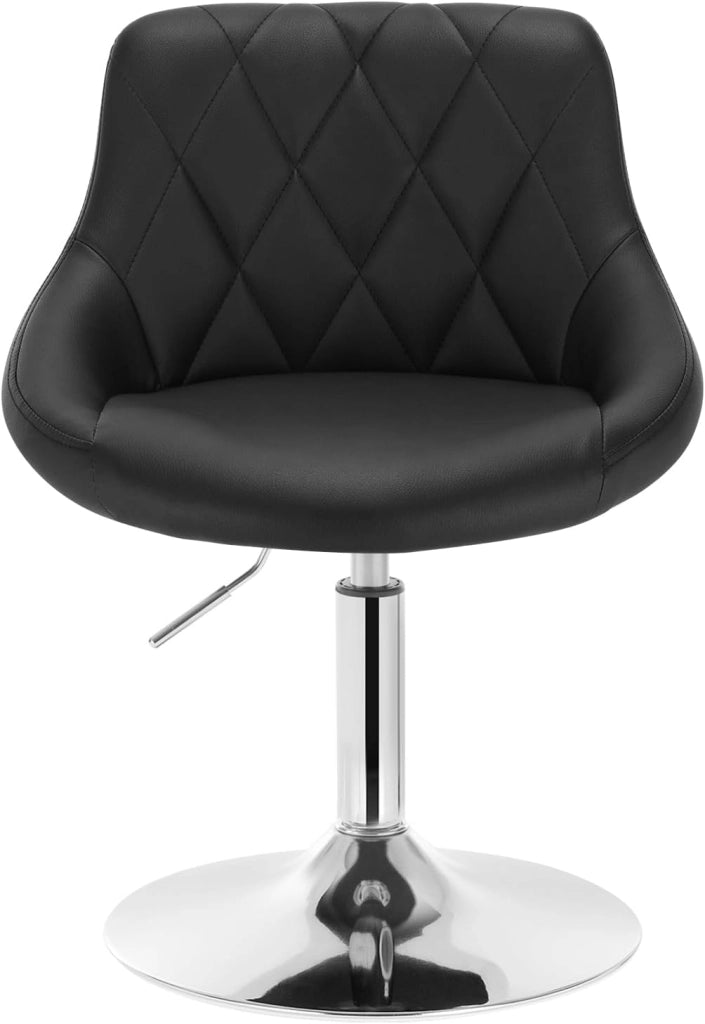 Set di 2 Casa Sedia Alta per Cucina con Schienale in PU, senza Poggiapiedi, l'altezza può essere regolata tra 42-58 cm, Nero, BH241sz-2