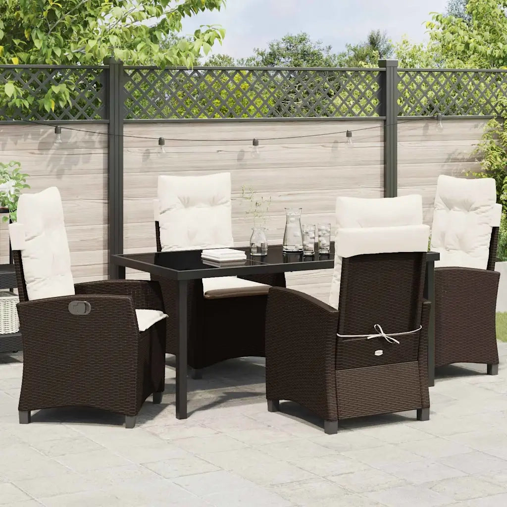 Set da Pranzo per Giardino con cuscino 5 pcs Marrone polyrattan 3380382