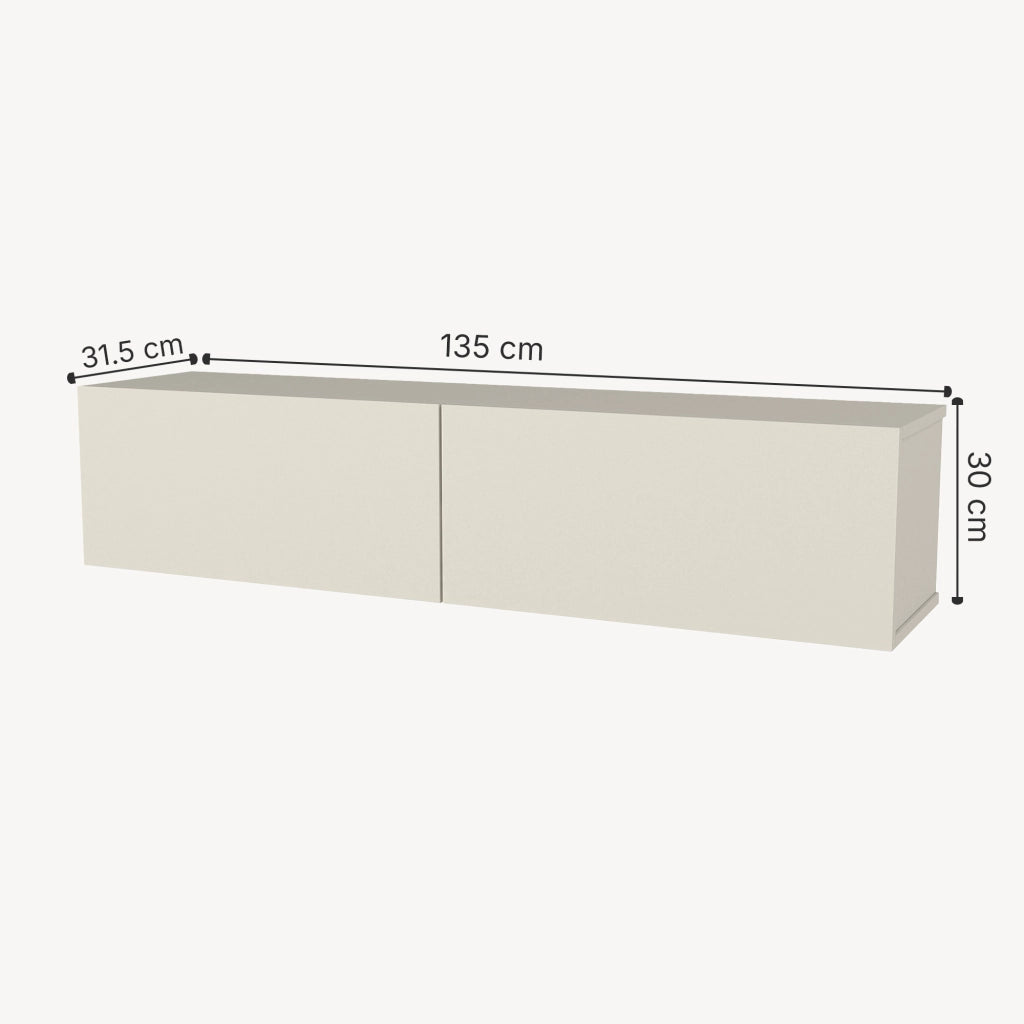 Mobile TV da Parete Nolven con 2 Ante a Ribalta 135 x 32 x 30 cm - Greige [en.casa]