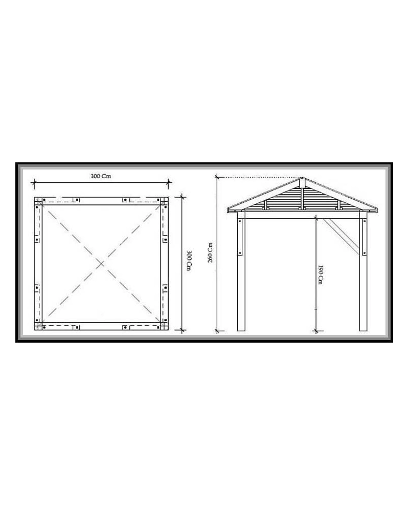 Gazebo da giardino in ferro bttuto 3x3 mt ecrù antivento Sicorage Neggiu