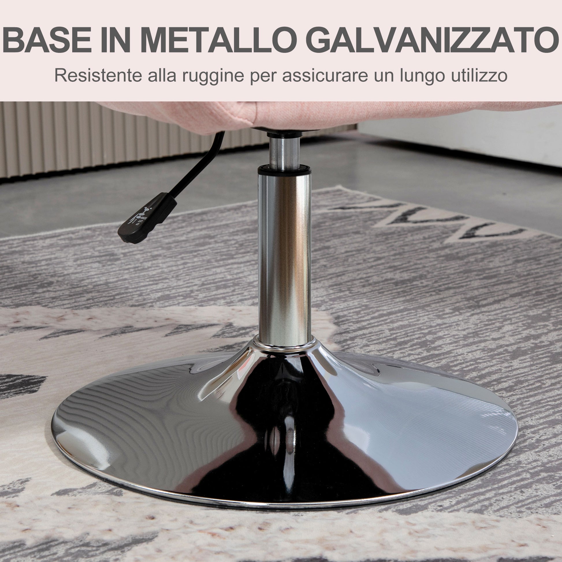 Poltrona Girevole con Cuscino Lombare 60x60x79-91 cm in Tessuto Tecnico Grigio