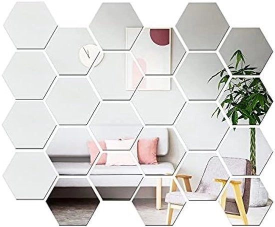 24 Tegli a Specchio a Sei Angoli per Decorazione di Parete