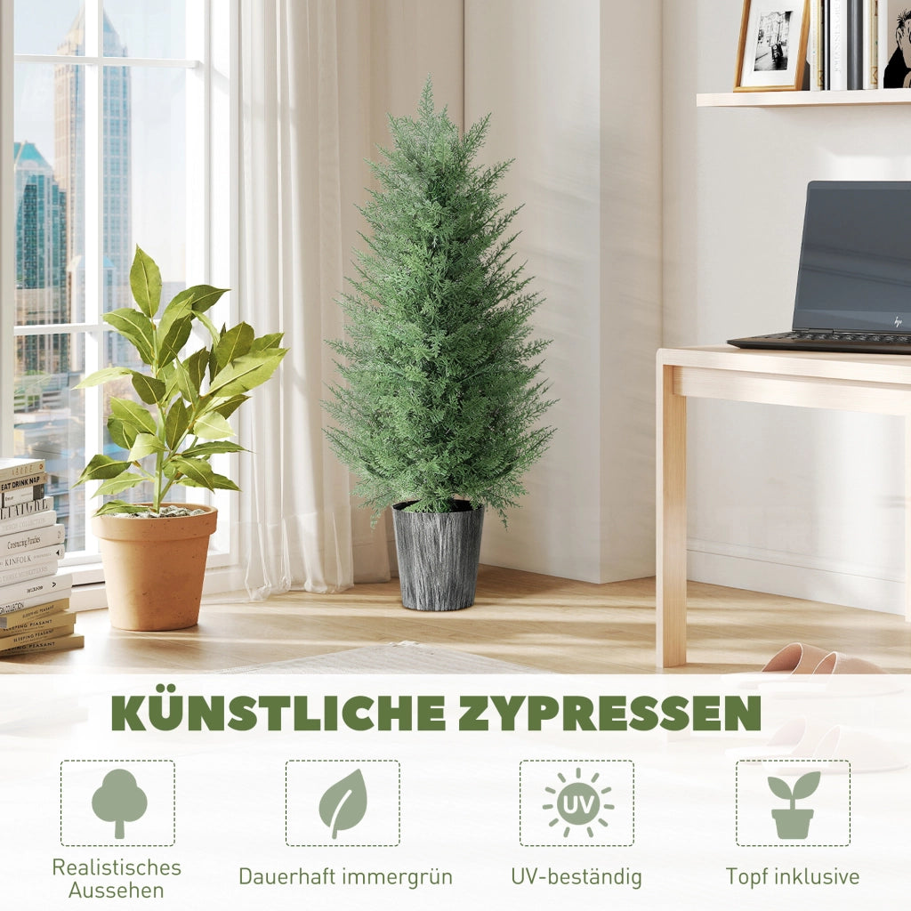 Set 2 Piante Finte Cipresso in Vaso ¨C Zephmum ¨C Verde 15x15x90 cm