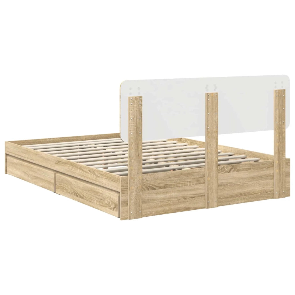 Letto con Contenitore con testiera Rovere Sonoma 140 x 190 cm