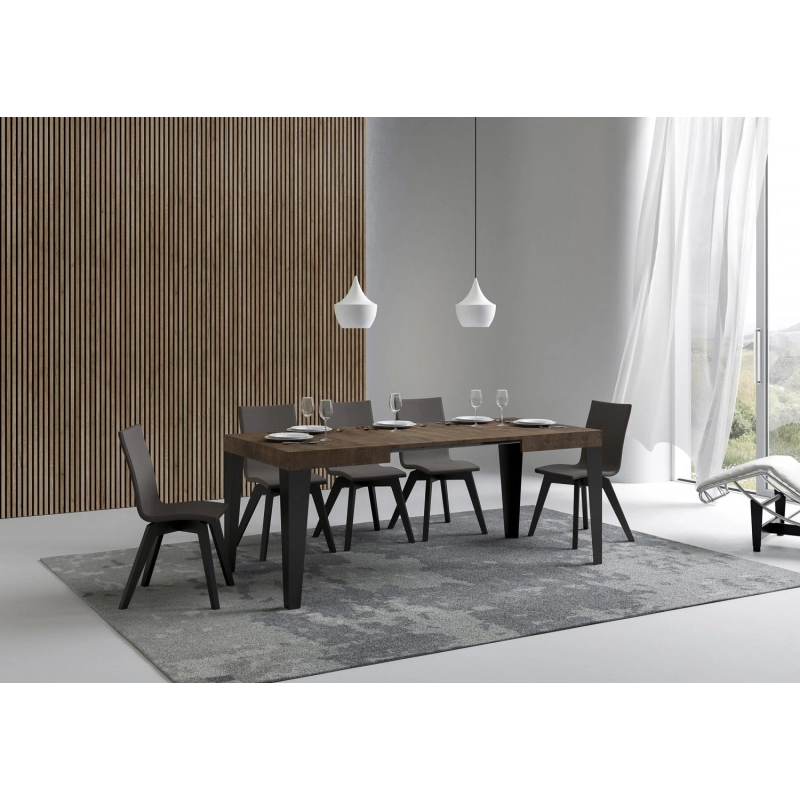 Tavolo allungabile 80x120/204 cm Flame telaio Antracite - Noce