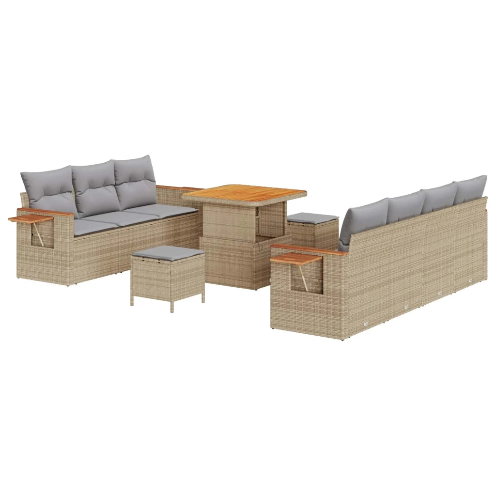 Set Divano da Giardino 10 pcs Beige polyrattan