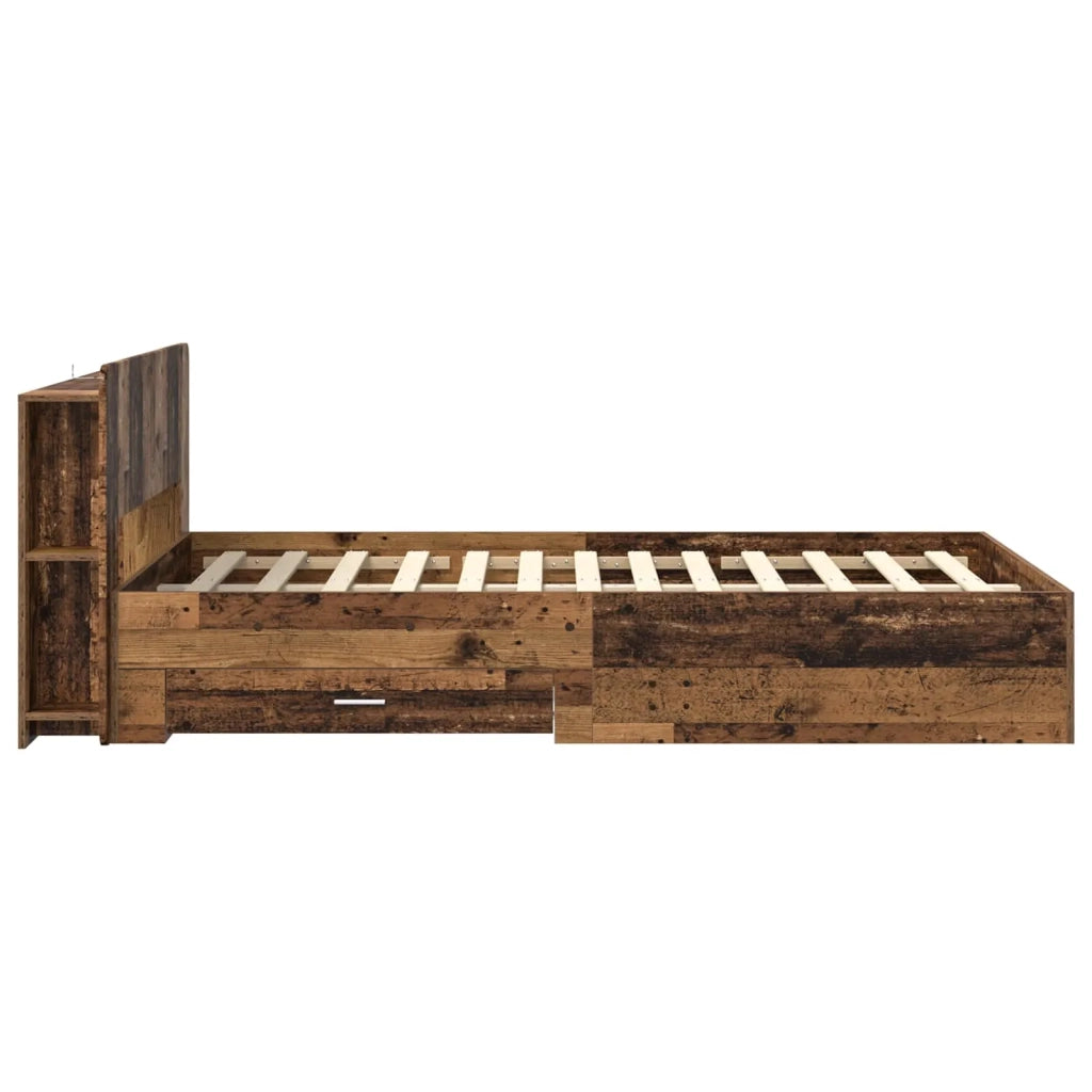 Telaio del letto con storage Legno antico 120 x 190 cm