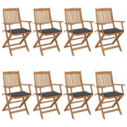 Sedie da Giardino Pieghevoli 8 pz con Cuscini Massello Acacia cod mxl 8476