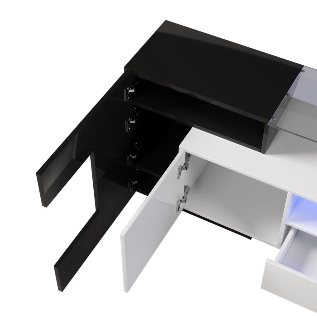 Mobile TV con 4 ante; 2 cassetti e LED multicolore; 200 x 35 x 60 cm