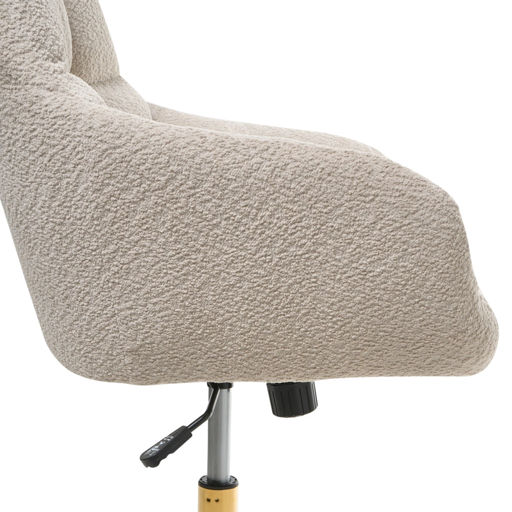 Sedia da ufficio in tessuto bouclè beige chiaro Girevole Funzione Regolabile Mobili da Ufficio