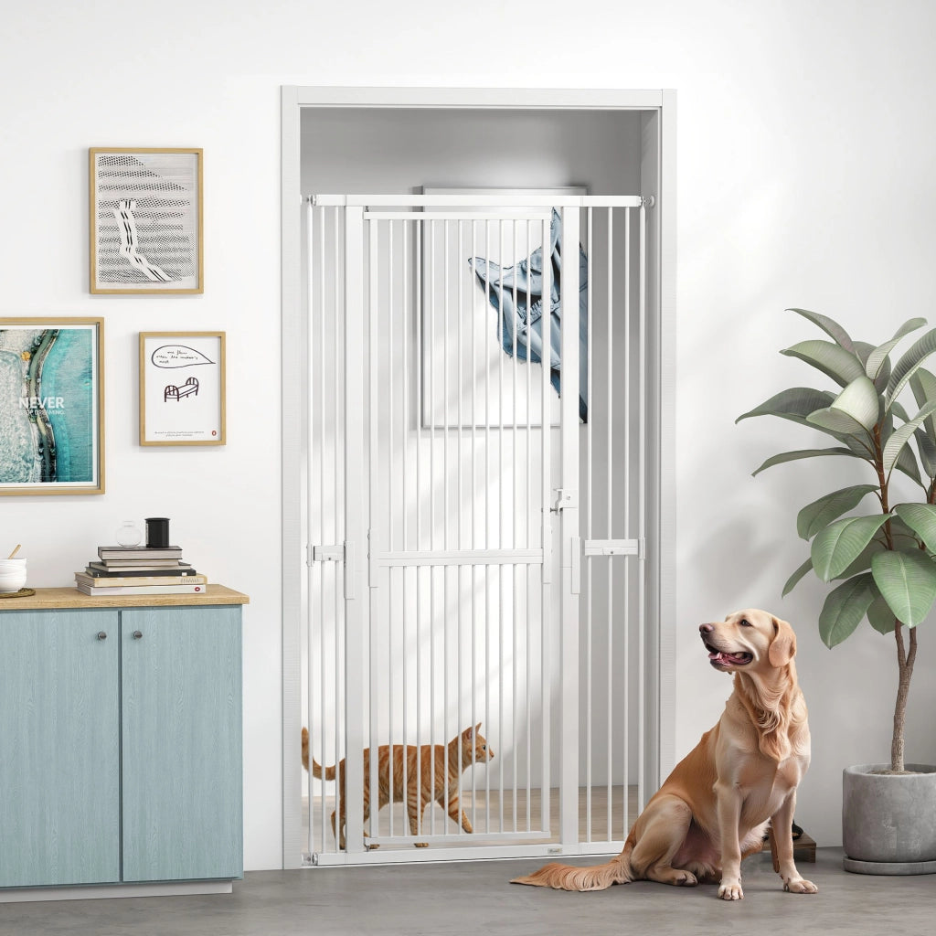 Cancellino per Cani e Gatti Alto 180 cm, Estensibile da 77-104 cm e Montaggio a Pressione, Bianco