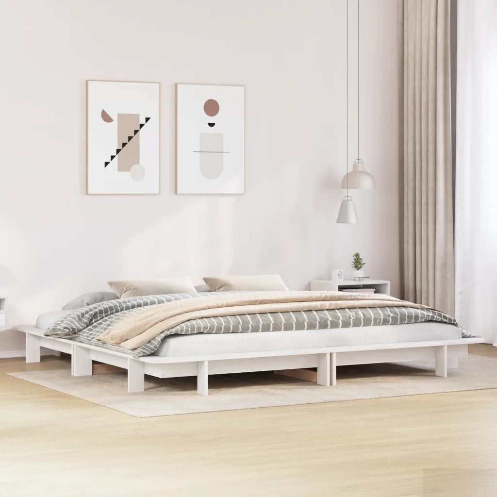 Letto matrimoniale | Letto per adulti | Letto senza Materasso Bianco 160x200 cm Legno Massello di Pino