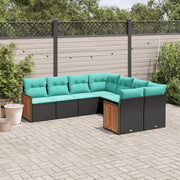 Set Divani da Giardino 8 pz con Cuscini Nero in Polyrattan 3228234