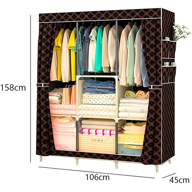 Cabina armadio in tessuto con tasche laterali 158x106x105 cm (Nero)