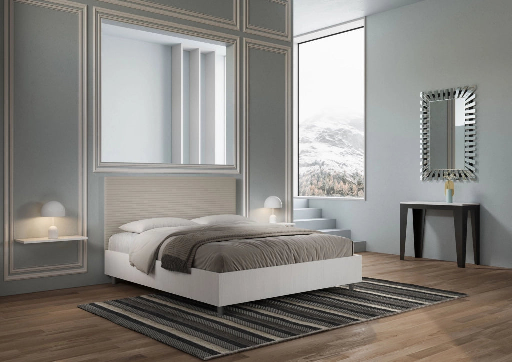 Letto Matrimoniale 160x190 cm con Rete e Contenitore Level Tortora