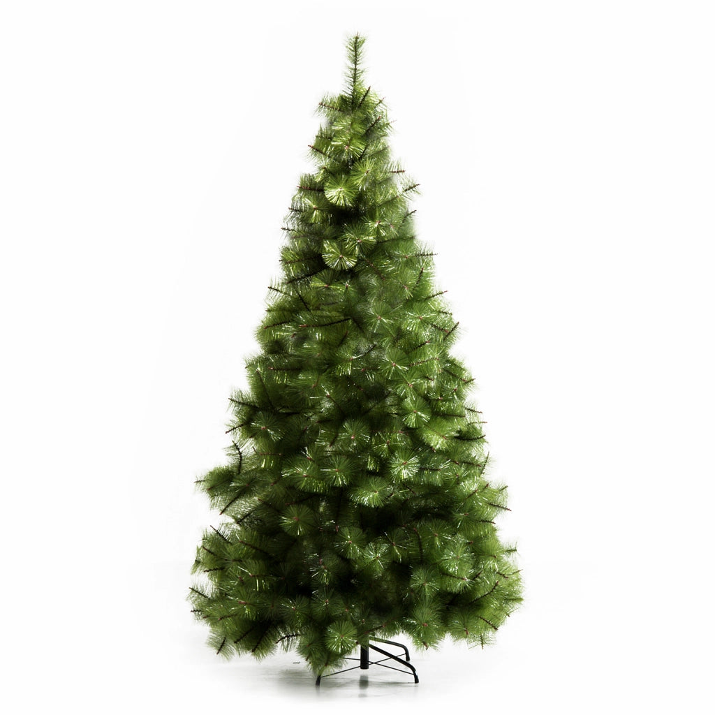Albero di Natale Artificiale 210 cm con 505 Punte e Accenti Argento ¨C Zephmum ¨C con Base in Metallo per Interni