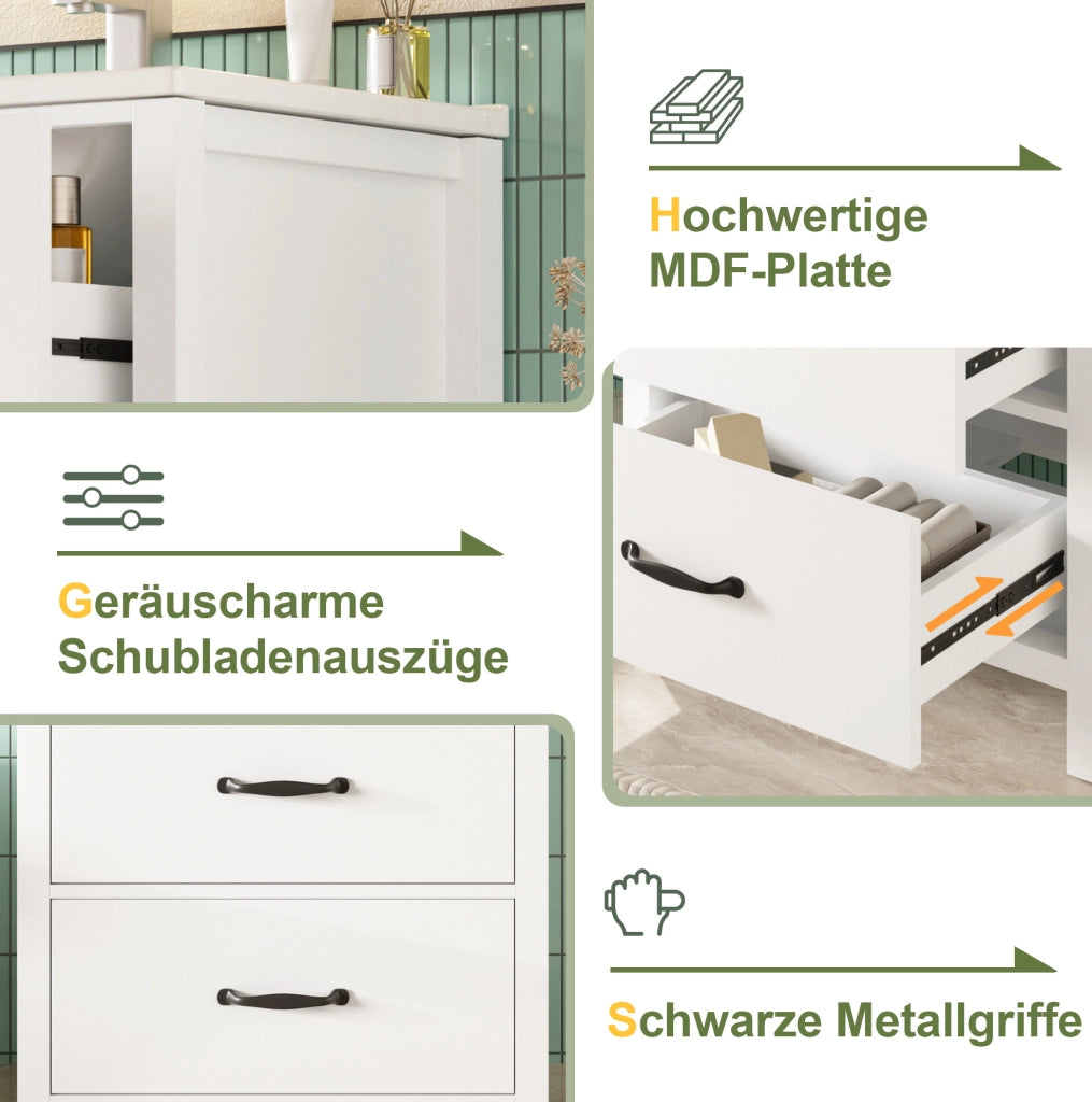 Mobile lavabo da terra bianco con 3 cassetti, 61 x 47 x 83 cm