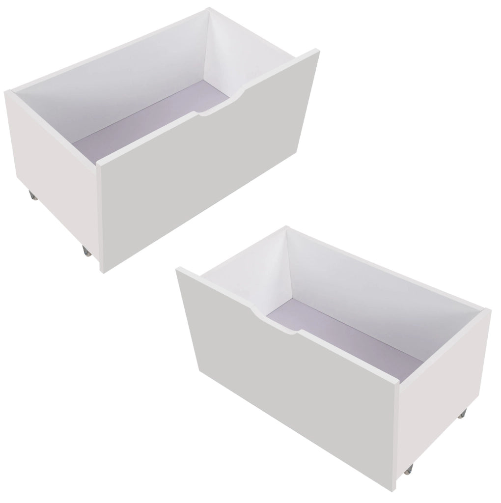 Cassetti per letto con 2 vani in legno bianco