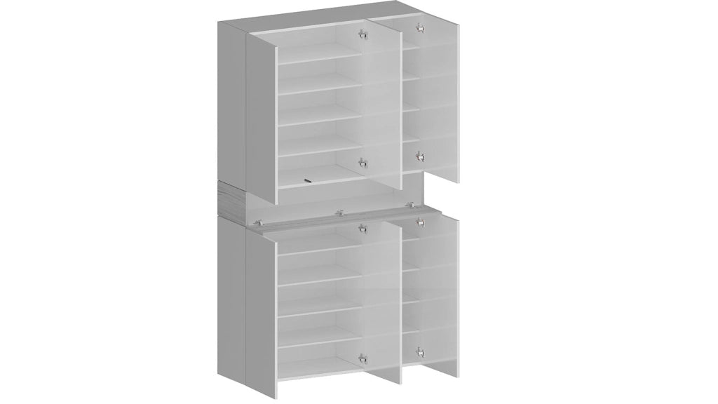 Armadio Scarpiera 6 Ante e 1 Ripiano a Ribalta 114x35x200 cm Savona 6A 1R Bianco Opaco/Larice Bianco