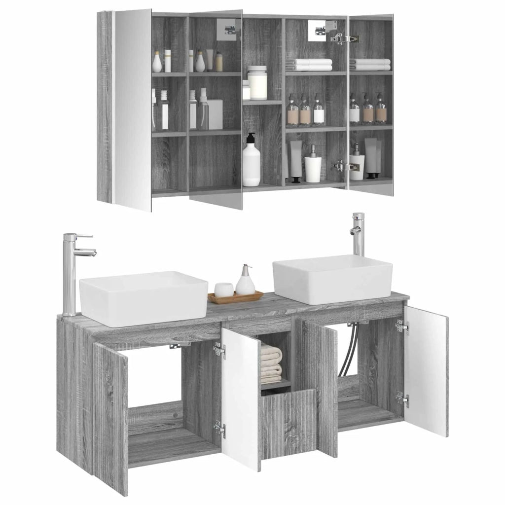 Set di Armadi da Bagno 4 pcs Sonoma grigio Legno ingegnerizzato 3406428