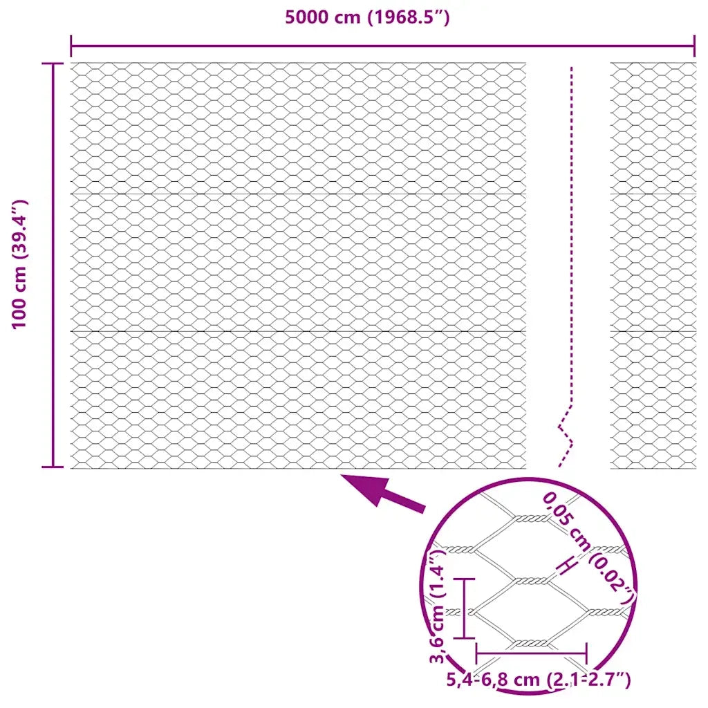 Recinzione Esagonale Argento 1 x 50 m Acciaio zincato 42005719