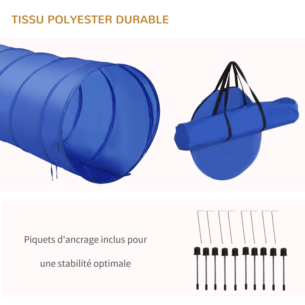 Set per Agility Cani con Tunnel, Slalom e Zona Riposo ¨C zephmum ¨C Blu e Giallo