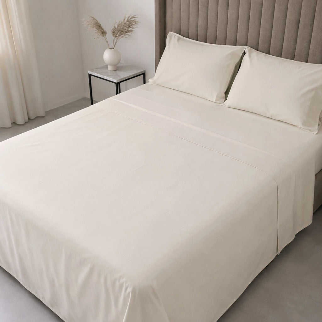 Sapatalo, set Completo Letto Singolo in Policotone, Bianco Panna