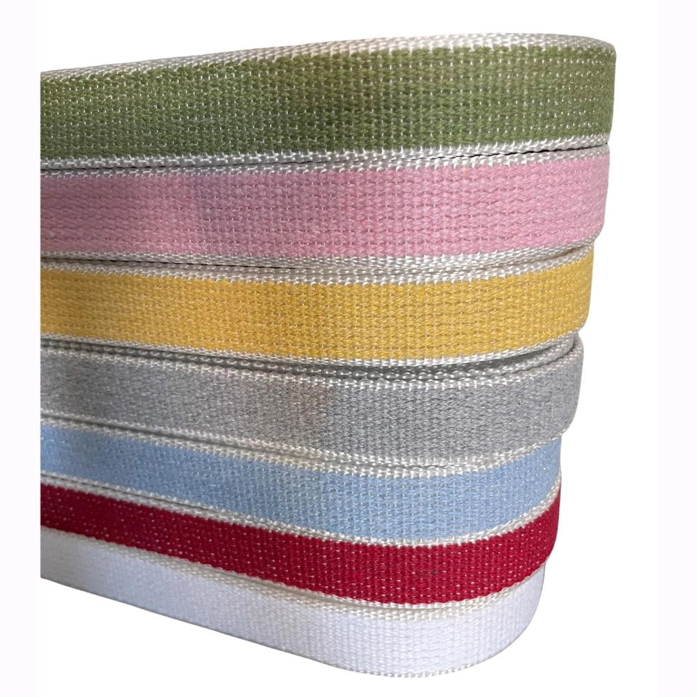 Cintino in cotone 22 mm per Tapparella Bianco con Riga Marrone da 5,5 metri per finestre