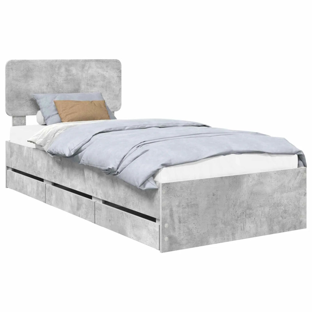 Struttura del letto con cassetto Grigio Cemento 75 x 190 cm