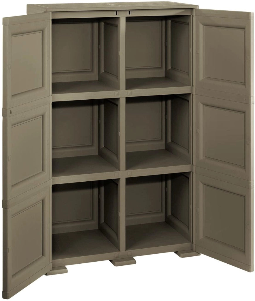 ARMADIO WENGÉ 2 ANTE 79X43X125 CM CON 6 SCOMPARTI – MOBILE CONTENITORE VERTICALE SALVASPAZIO PER INGRESSO E ZONA GIORNO