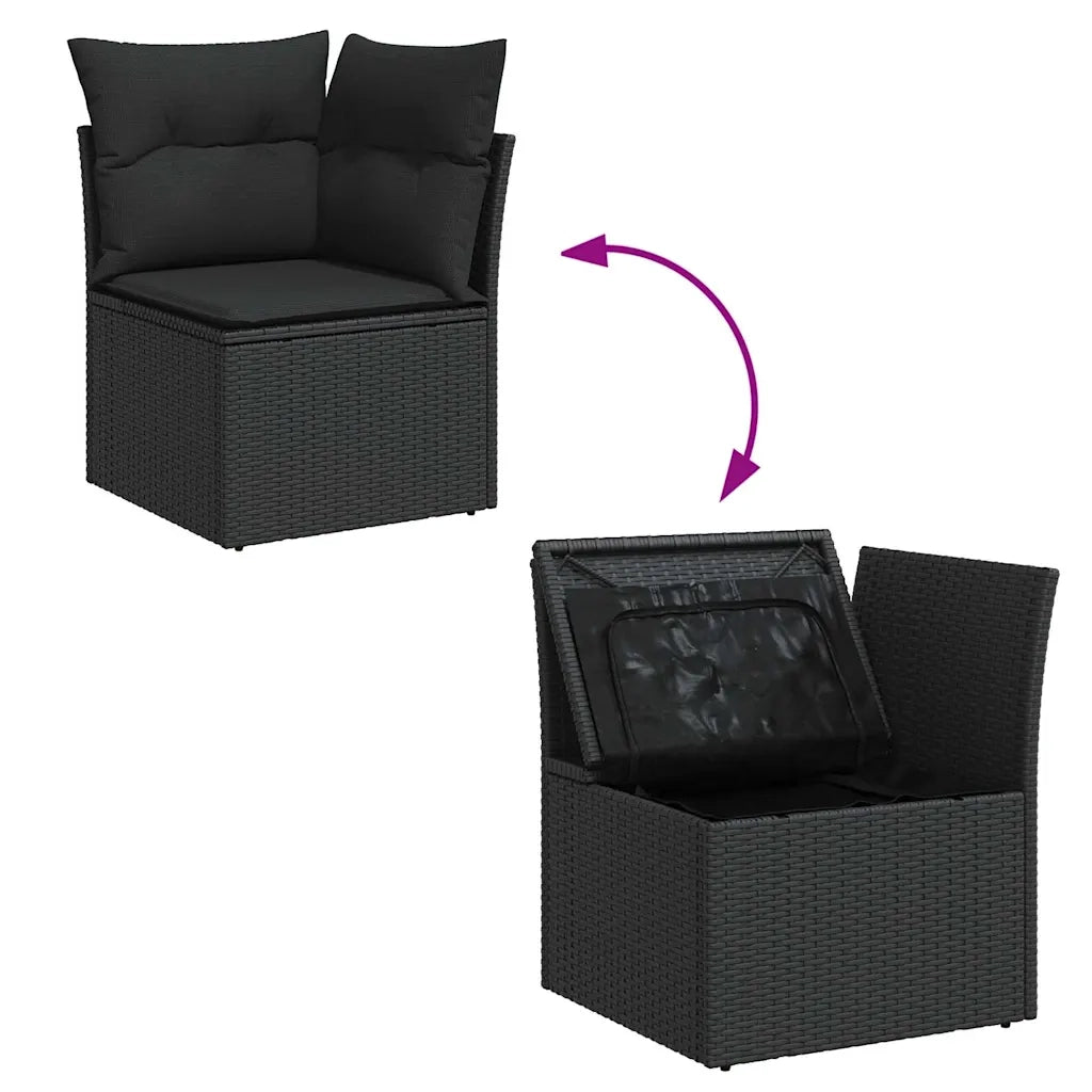 Set Divani da Giardino con Cuscini 7pz Nero Polyrattan 3327895