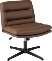 Sedia per Ufficio con Altezza Regolabile, Sedia Girevole con Base ad Incrocio, Sedile e Schienale Confortevoli, Sedia da Visitatori per Camera da Letto, Studio, Portata 150 kg (Marrone)
