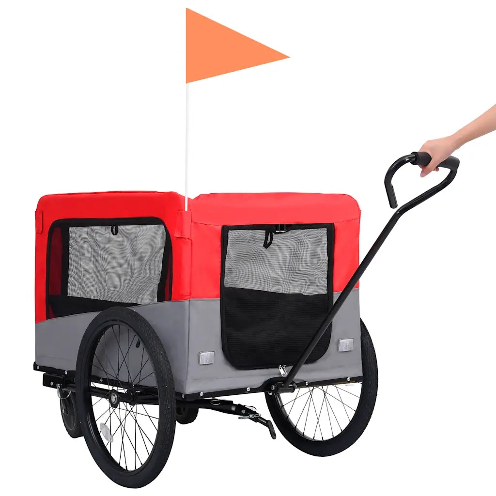 Rimorchio Bici Animali e Carrello Jogging 2 in 1 Rosso e Grigio CFW4643834