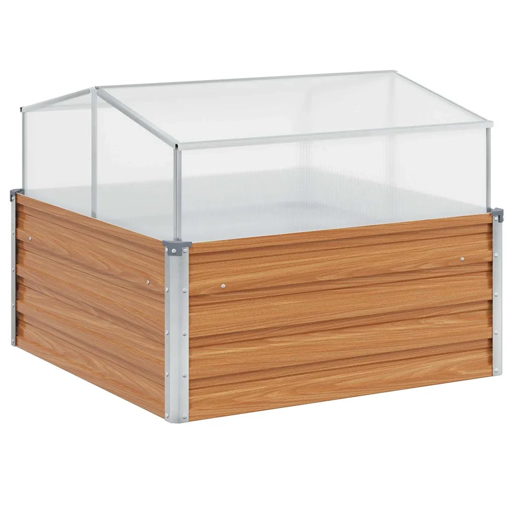 Fioriere | Cassetta per fiori | Vaso da giardino con serra Marrone Chiaro 100 x 100 x 77 cm
