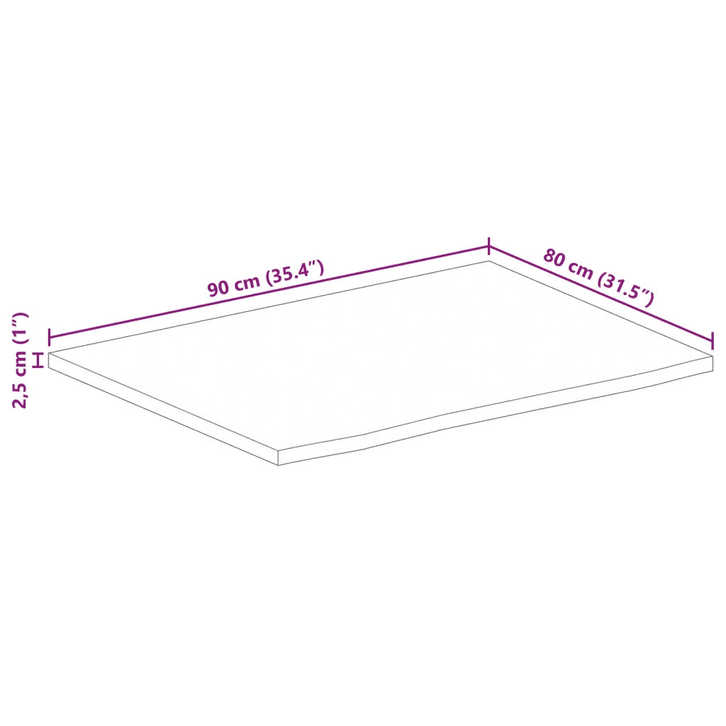 vidaXL Piano Tavolo 90x80x2,5 cm Bordi Vivi Legno di Mango Grezzo