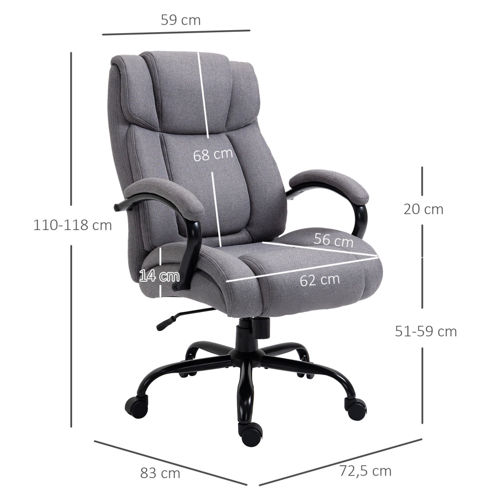 Sedia ufficio ergonomica girevole con schienale traspirante e seduta extra ampia, portata 220 kg, grigio chiaro