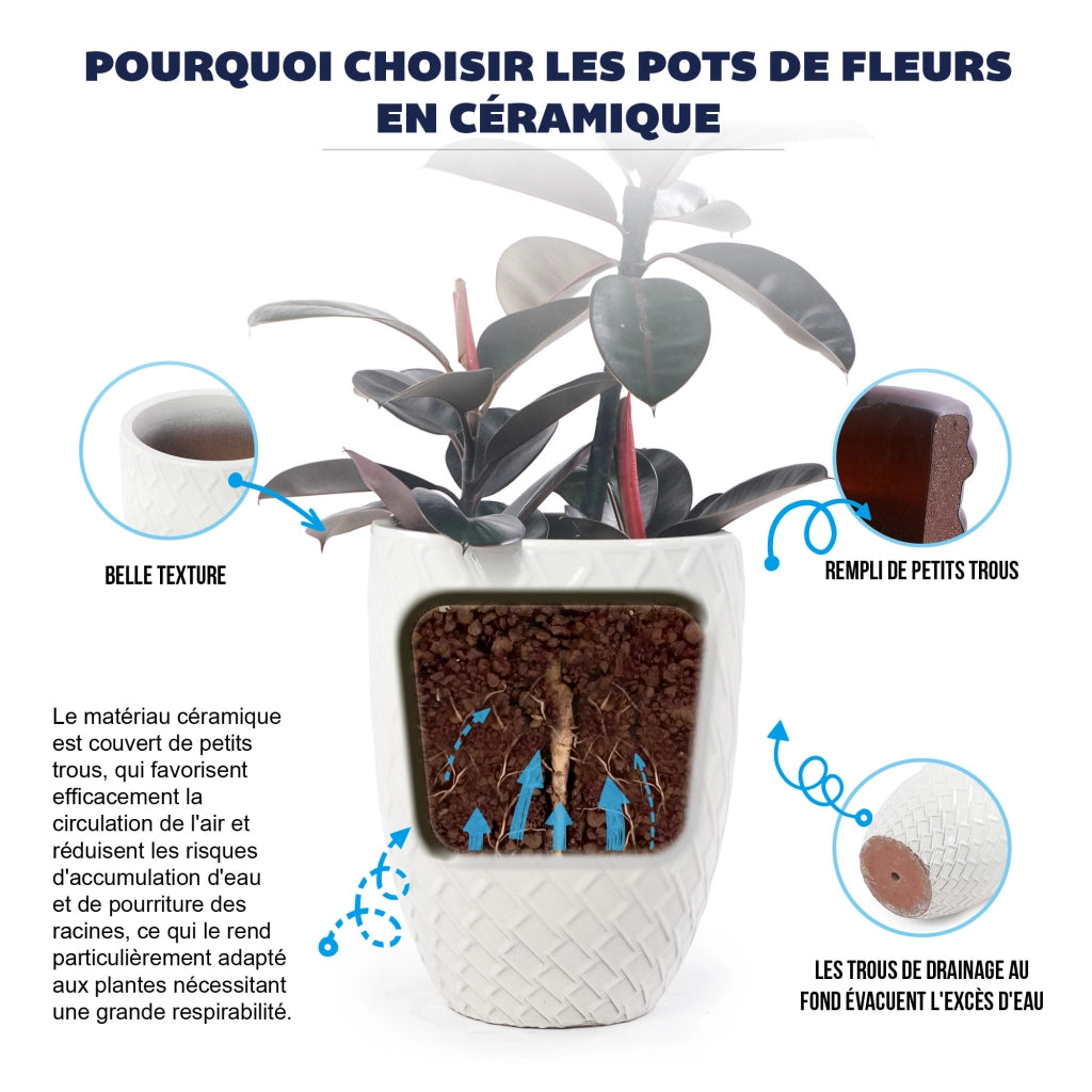 VASO DA FIORI in ceramica 42 x 54 cm bianco lucido fatto a mano