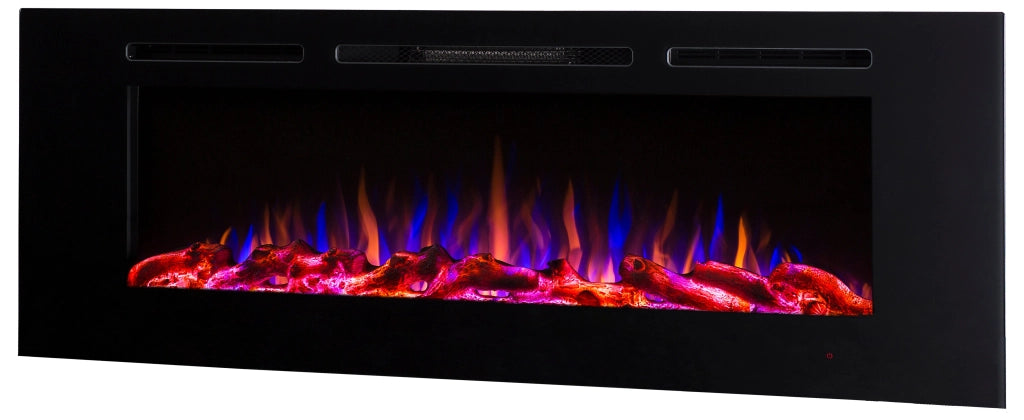 Camino Elettrico da Incasso 54,4x128x14 cm Effetto Fiamma 1500W Hermes Nero