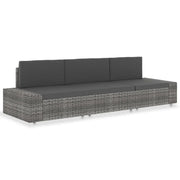 Divano Modulare a 3 Posti in Polyrattan Grigio cod mxl 65342