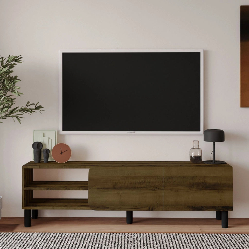 Porta TV in legno "River" - 150 x 31,4 x 48,2 cm - Noce antico