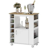 Carrello da Cucina con Armadietto e Ripiani Regolabili, Ruote Girevoli e Freno, 75x39.5x88 cm, Bianco