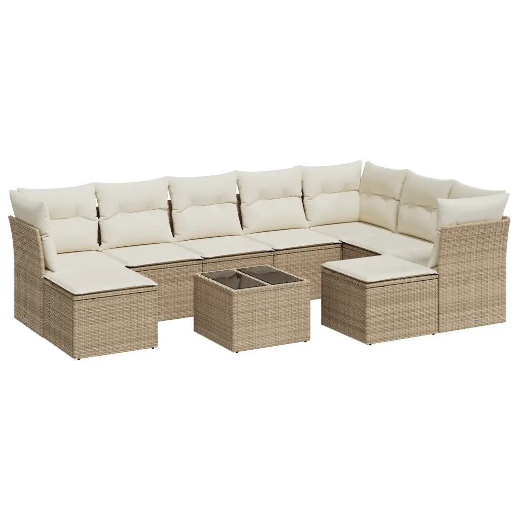 Set Divano da Giardino 10 pz con Cuscini Beige in Polyrattancod mxl 111515