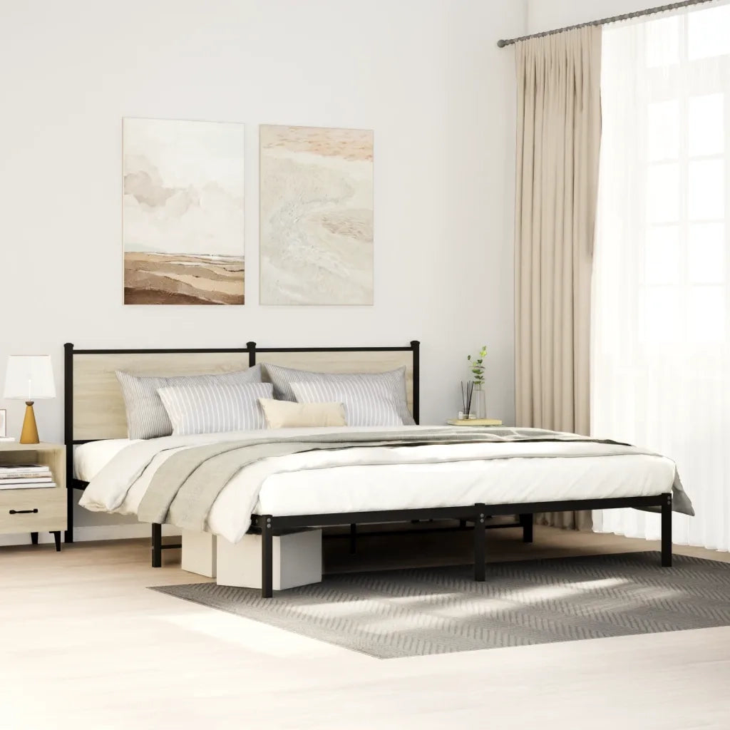 Giroletto senza Materaso in Metallo Rovere Sonoma 160x200 cm 4007719