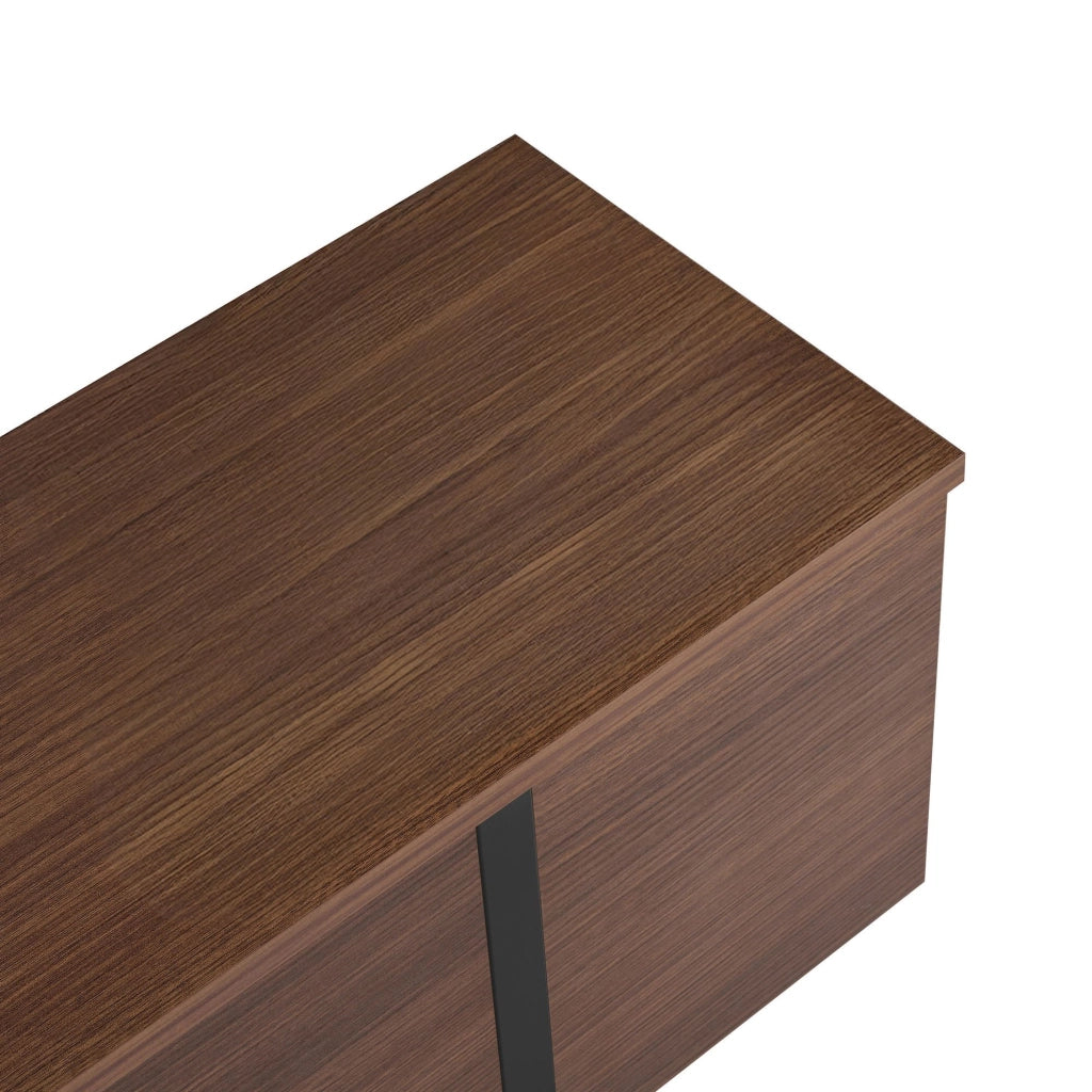Porta TV in legno "Onera" - 180 x 30 x 50 cm - Noce / Nero