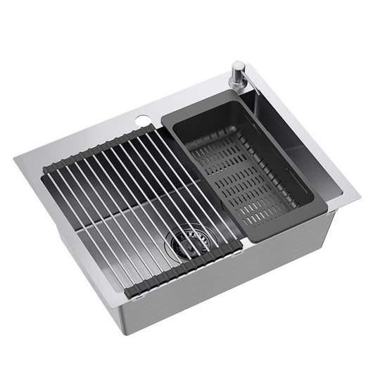 Lavello In Acciaio Luke 110 Workstation Brush Nickel con rubinetto da cucina