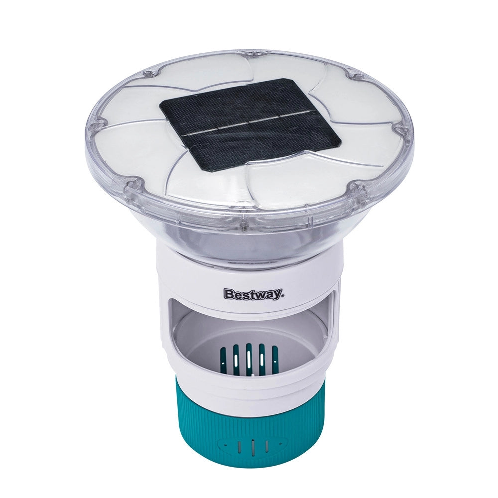 Trade Shop - Dosatore Per Pastiglie Cloro Galleggiante Piscina Con Luce Led Ad Energia Solare 58943 -